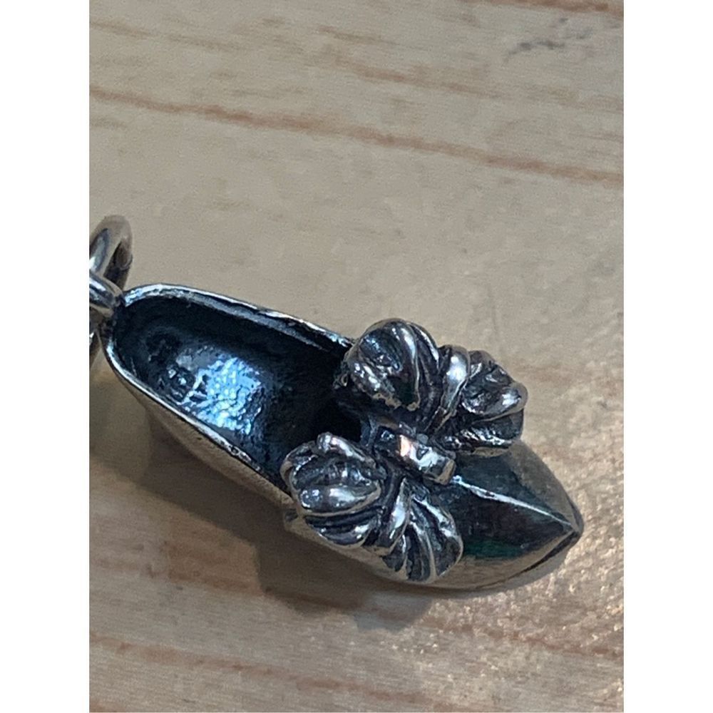 Vintage 925 Shoe High Heel With Bow Sterling Silver Jewelry Charm#Shoe Collector
